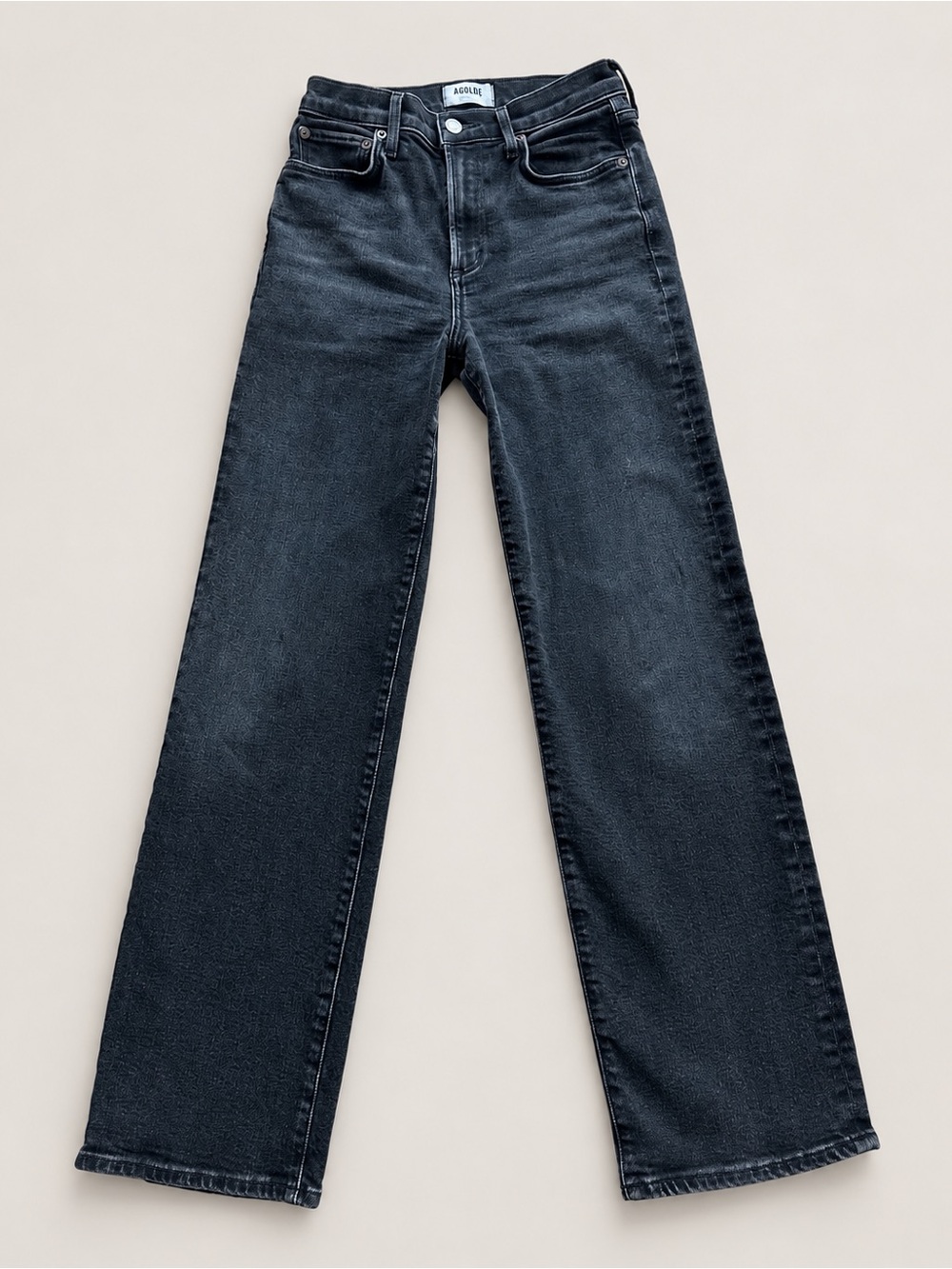 AGOLDE Harper Mid Rise Relaxed Straight Jeans Black Size 23
